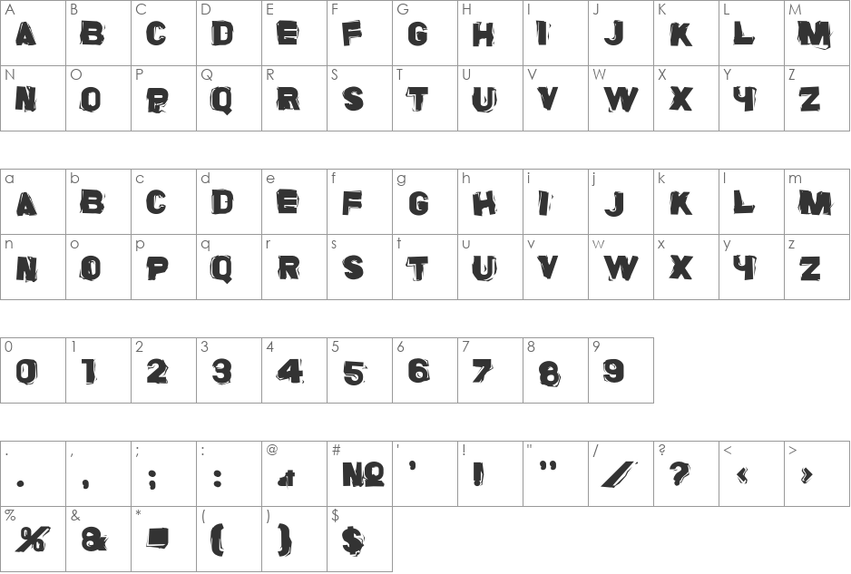 Six font character map preview