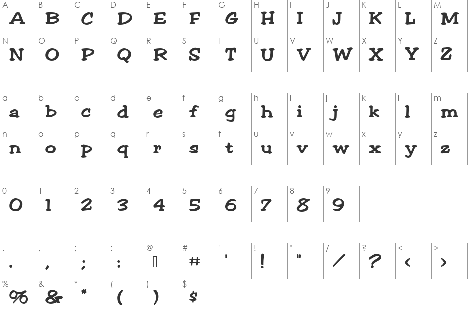 Sixpack font character map preview