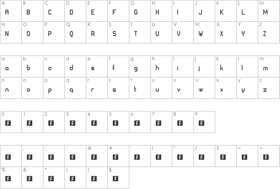 sixtee font character map preview