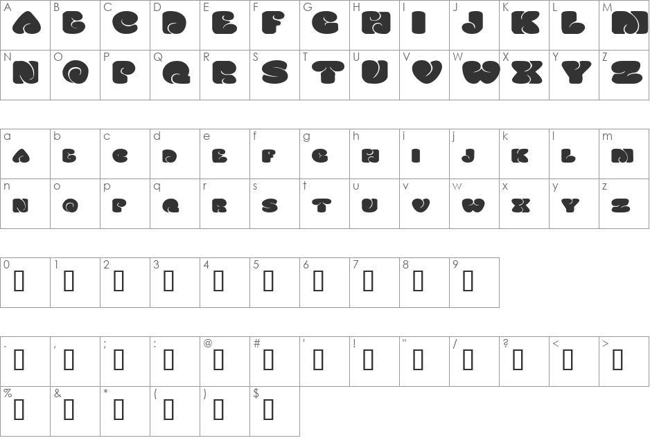 SixtiesVibeExtended font character map preview