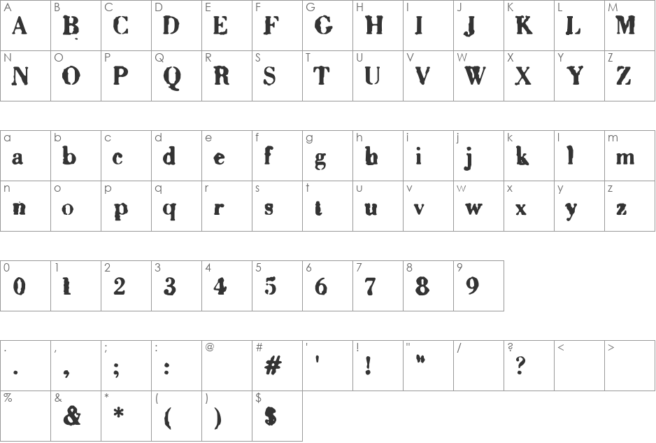 Sixty font character map preview