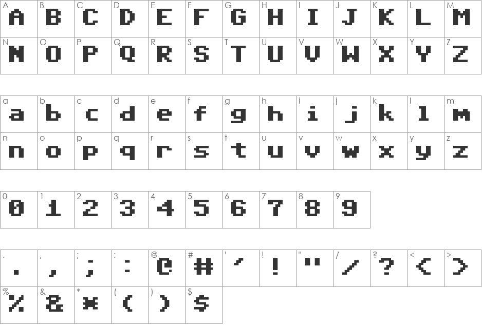Sixty Four font character map preview