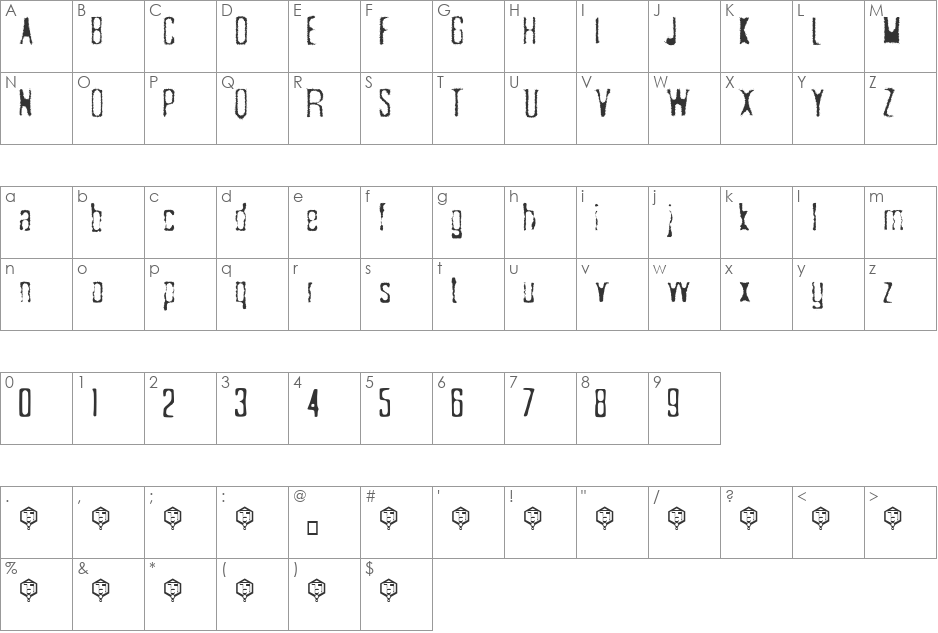Sk font character map preview