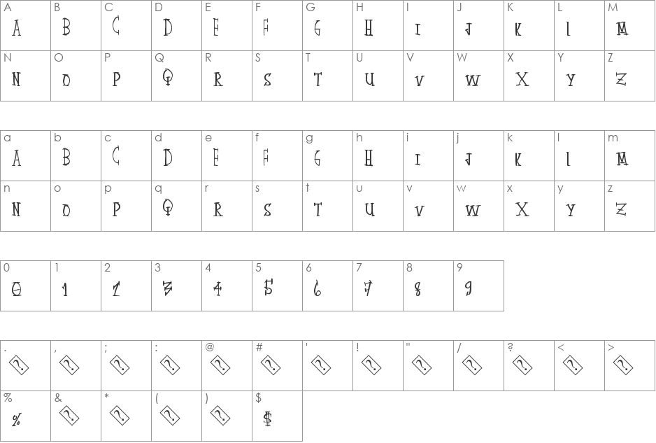 SkateAround font character map preview
