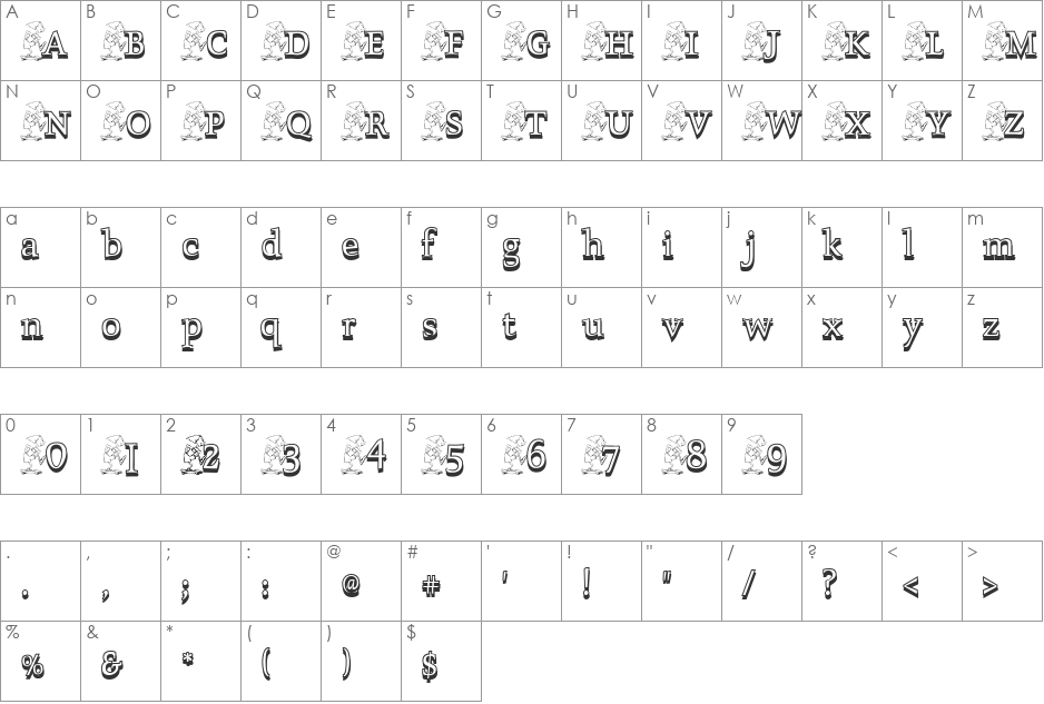 SkateboardingTwo font character map preview