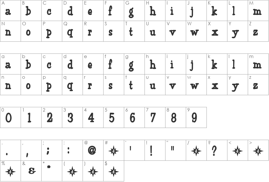 Skatekey font character map preview