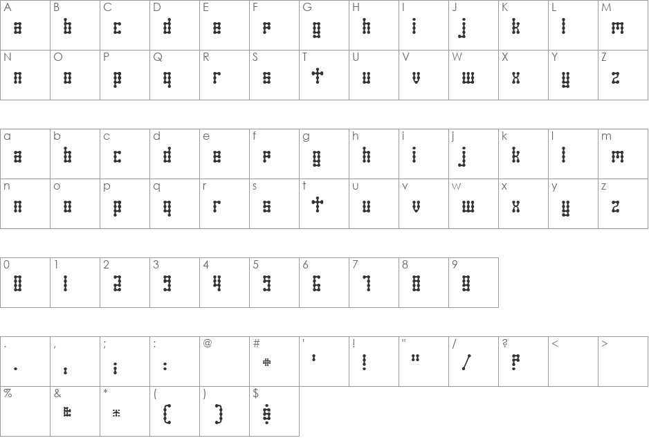 Skeletor Stance font character map preview