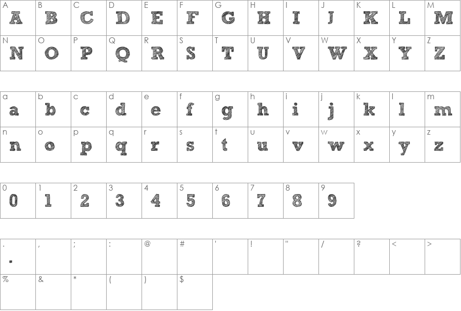 Sketch Block font character map preview