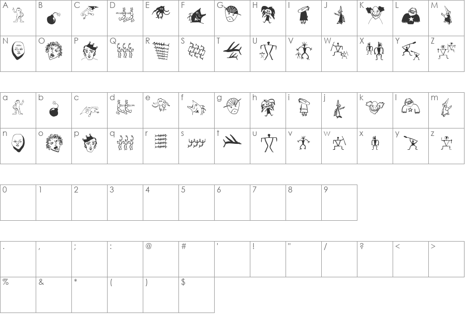 BatzBats font character map preview