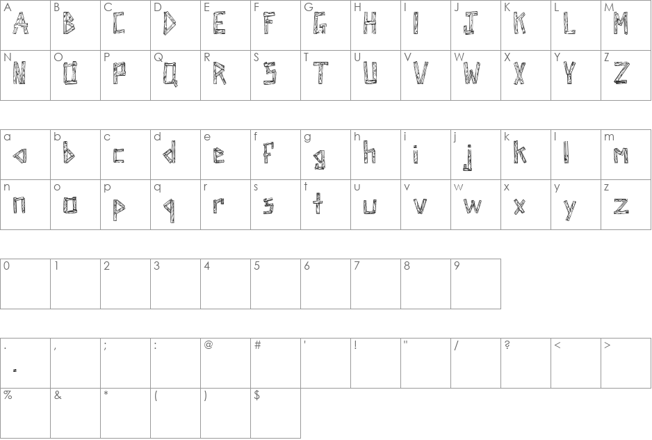 SketchBoards font character map preview