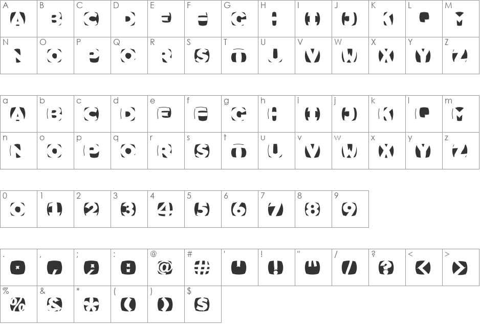 SketchCameosRound font character map preview