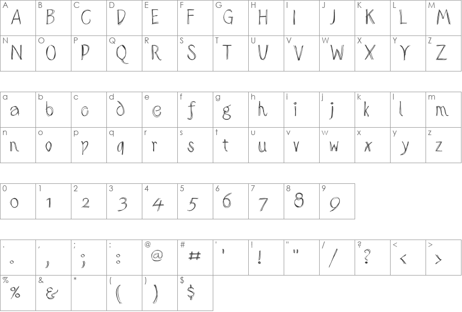 SketchedAlphabet font character map preview