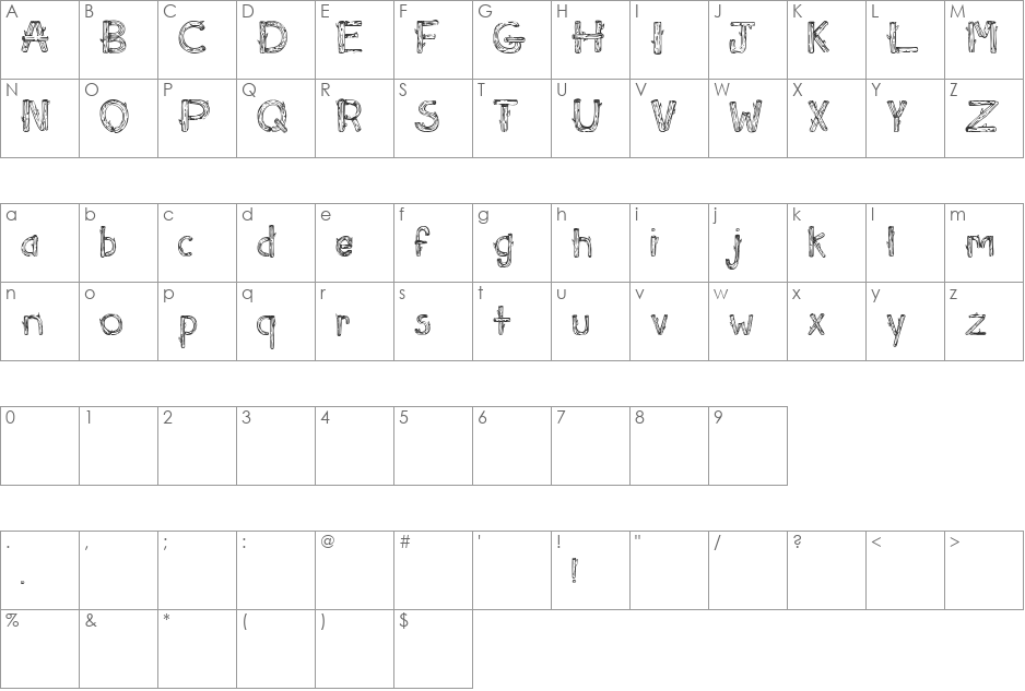 SketchLogs font character map preview