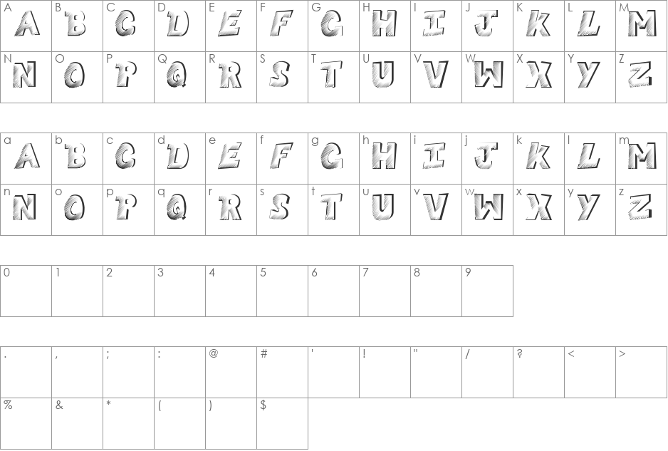 SketchyComic font character map preview