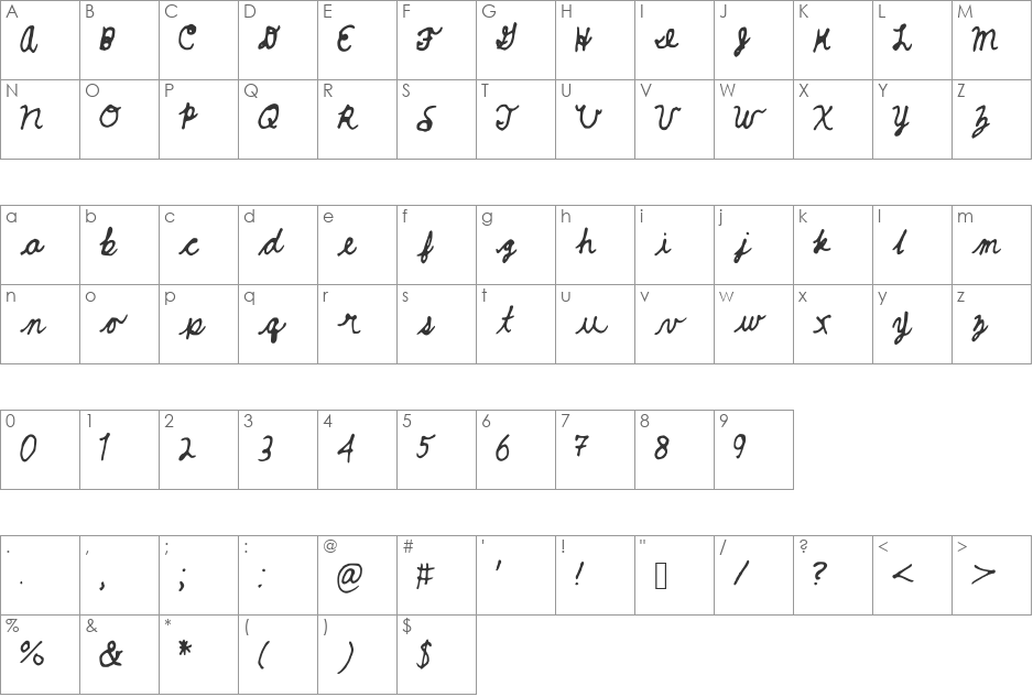 SKFreedom font character map preview