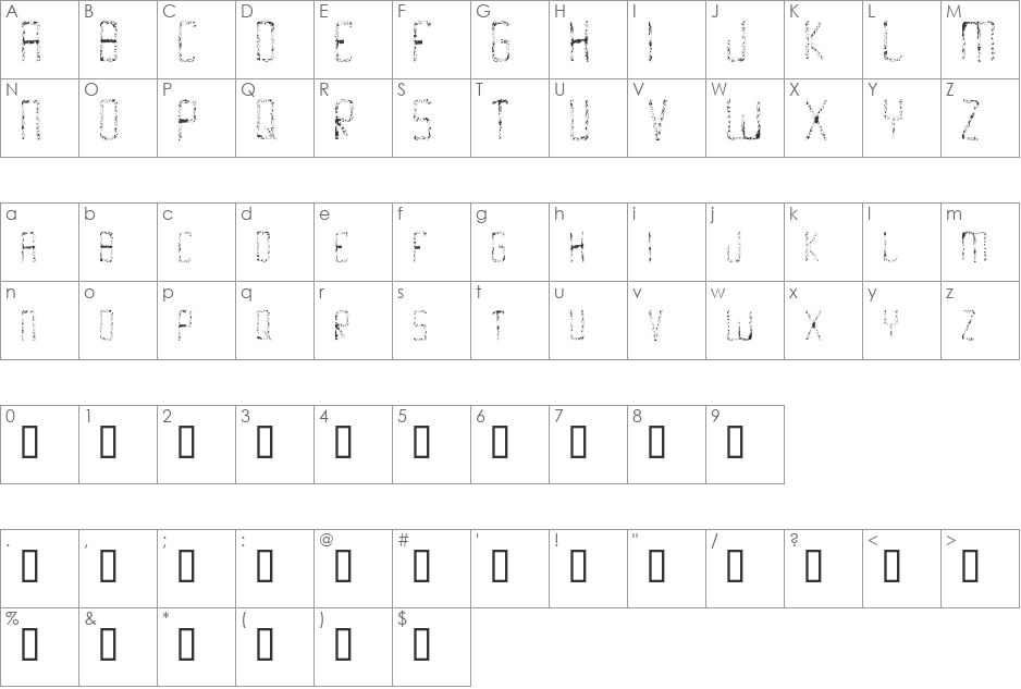 Skidmarks font character map preview
