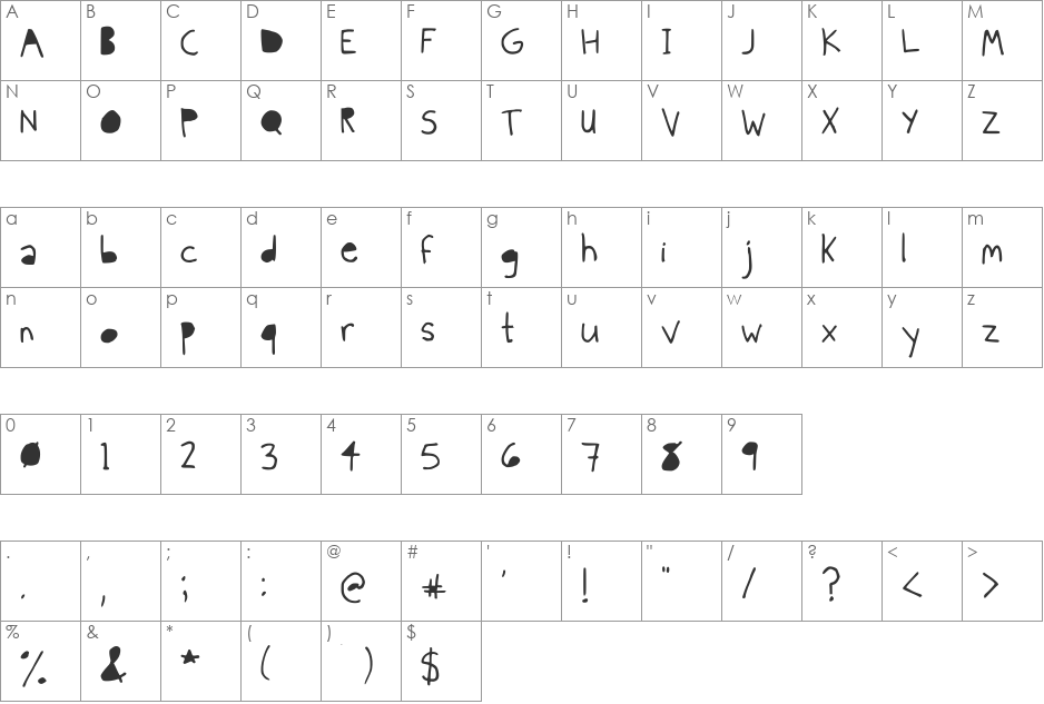 Skinny Black font character map preview