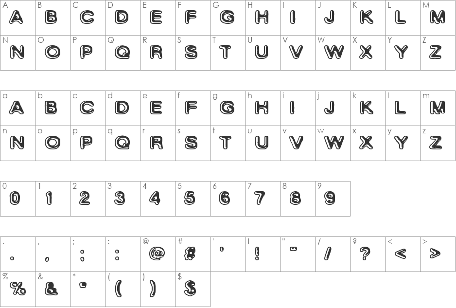 Skinny Zebra 2 font character map preview