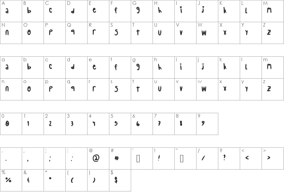 Skipping_Stones font character map preview