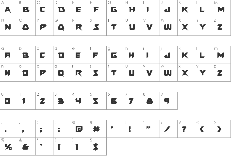 Skirmisher font character map preview