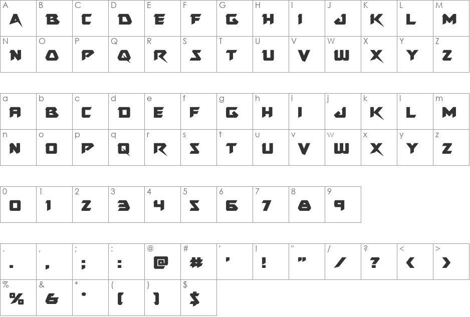Skirmisher font character map preview