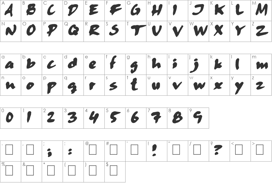 SkitserCartoon font character map preview