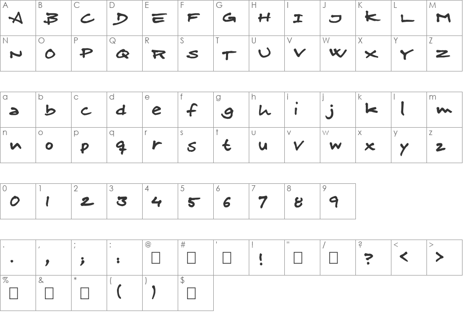 SkitserFineliner font character map preview
