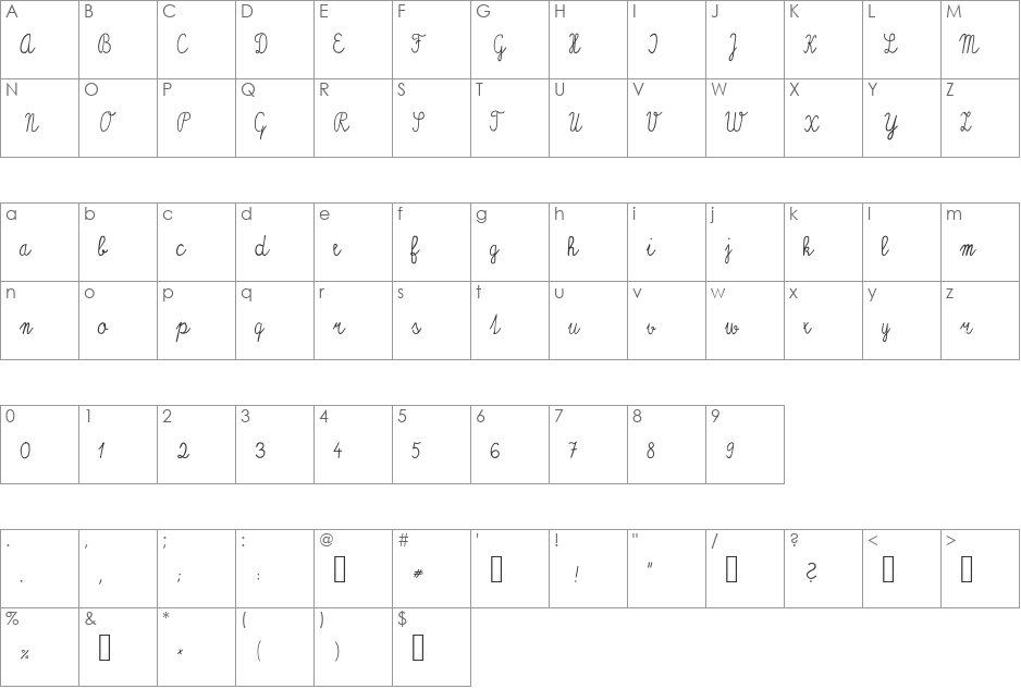 skolacek CE font character map preview