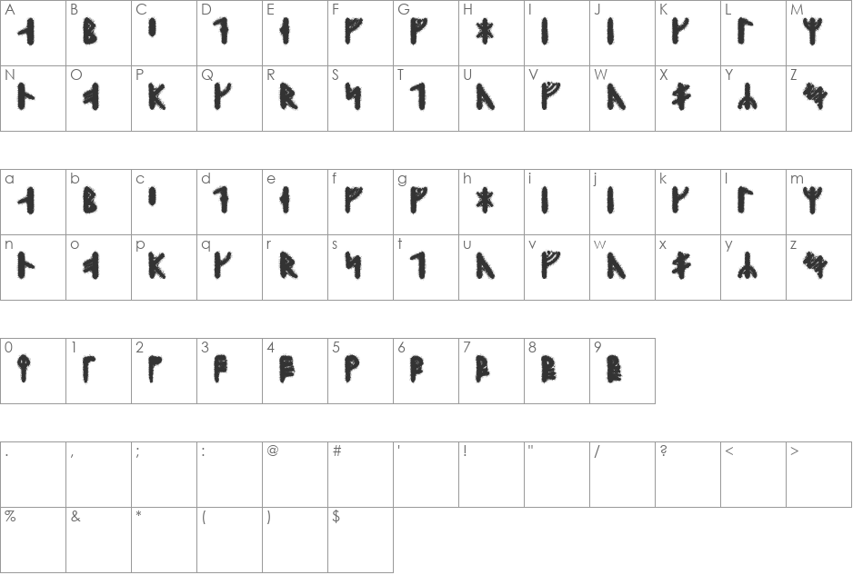 Skraeling Runic font character map preview