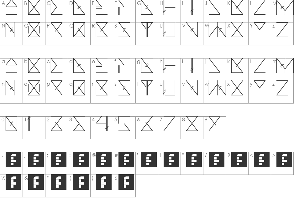 Skramline font character map preview