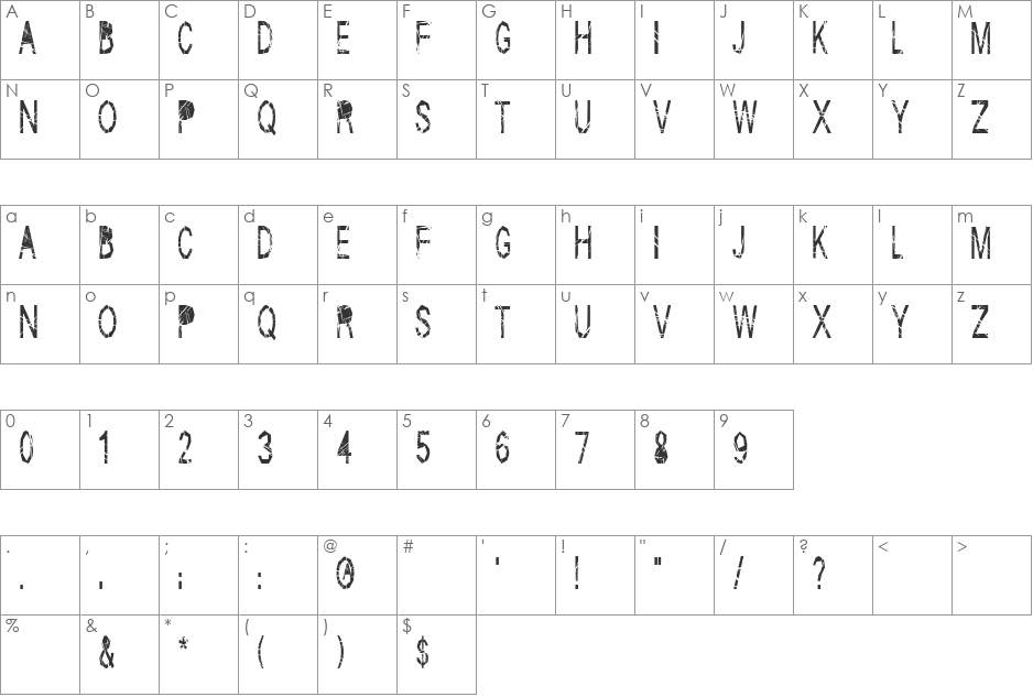 Skratch font character map preview