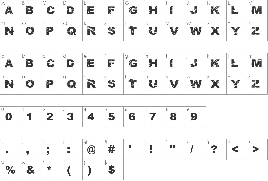Skratch Punk font character map preview