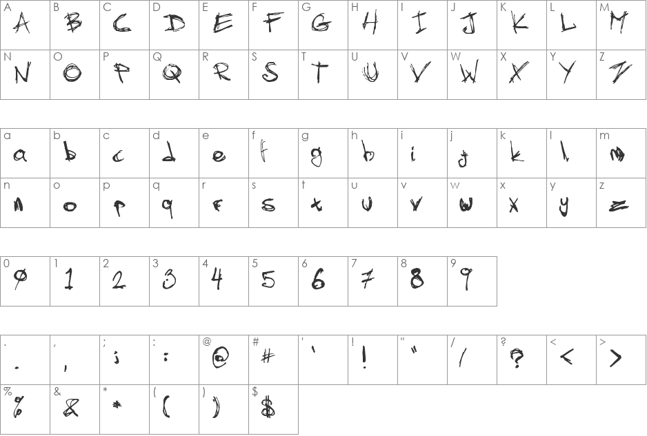 Skratch_v2 font character map preview