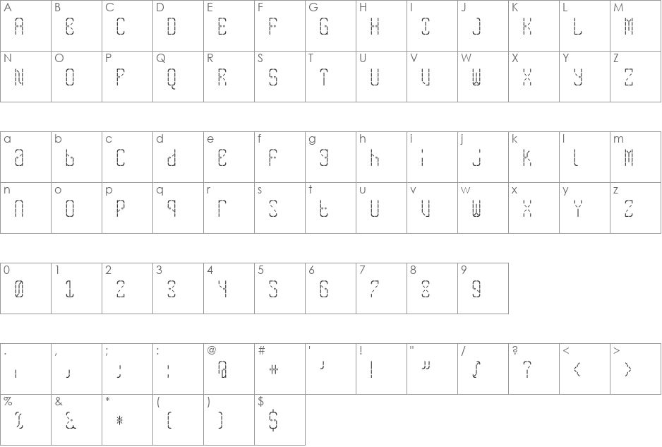 SkreanRegular font character map preview