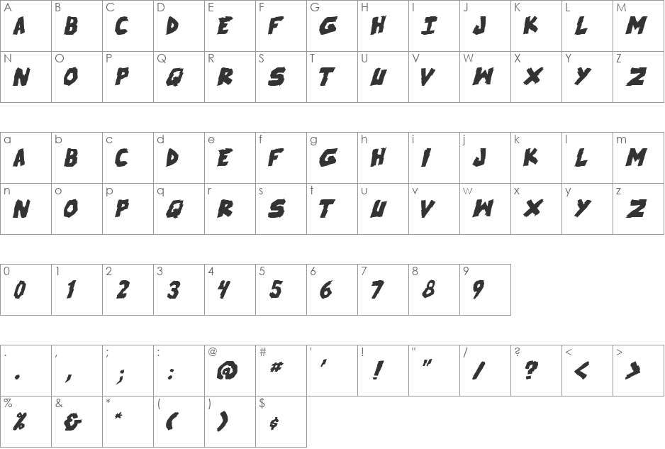 skrunch font character map preview