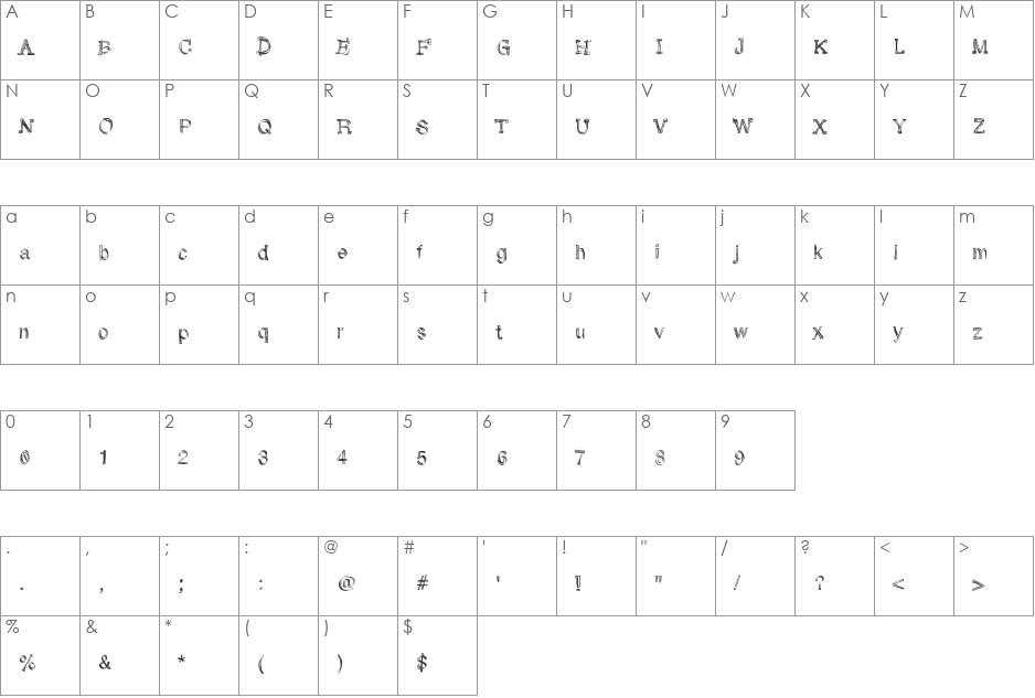 SkunkMonkeyRough font character map preview