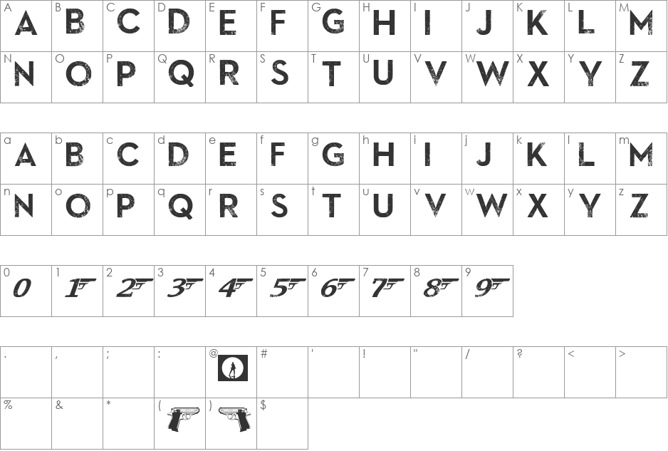 SkyFall Done font character map preview