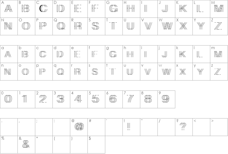 skygge  font character map preview