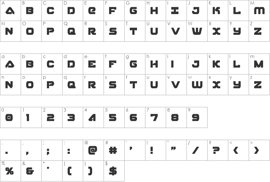 Skyhawk Condensed font character map preview