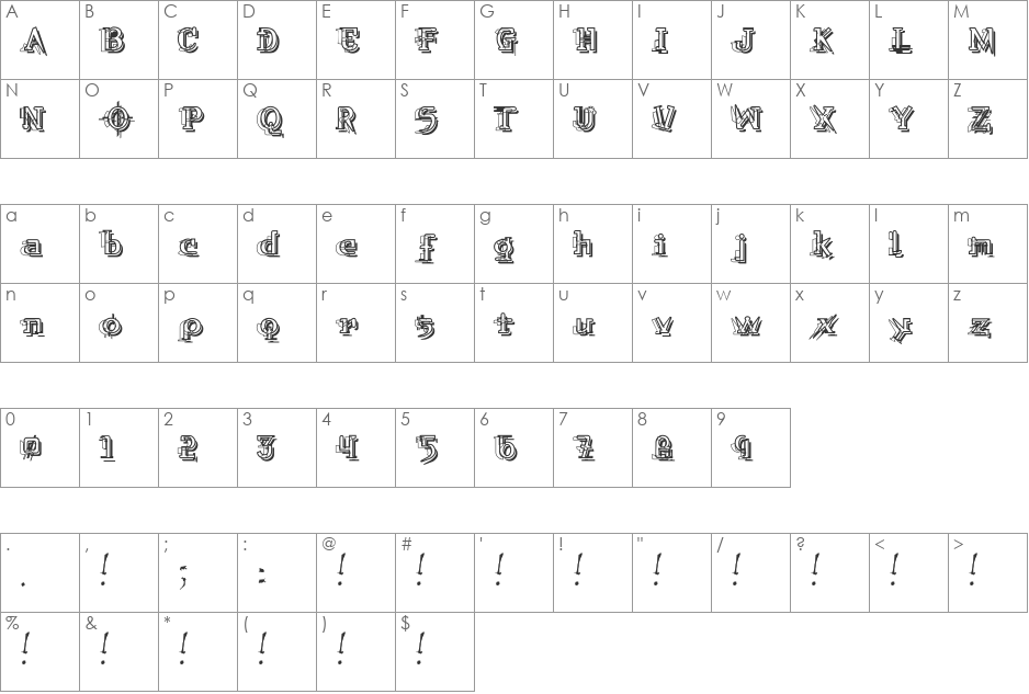 Skylab font character map preview