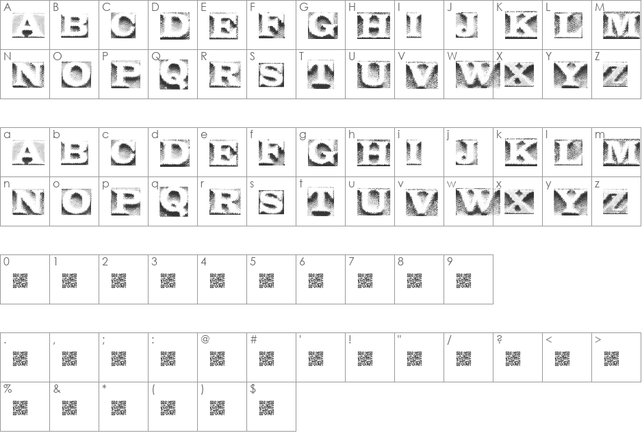 SkyLimit font character map preview