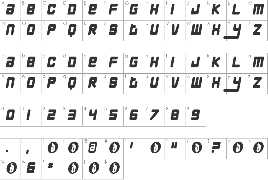 Skyway font character map preview