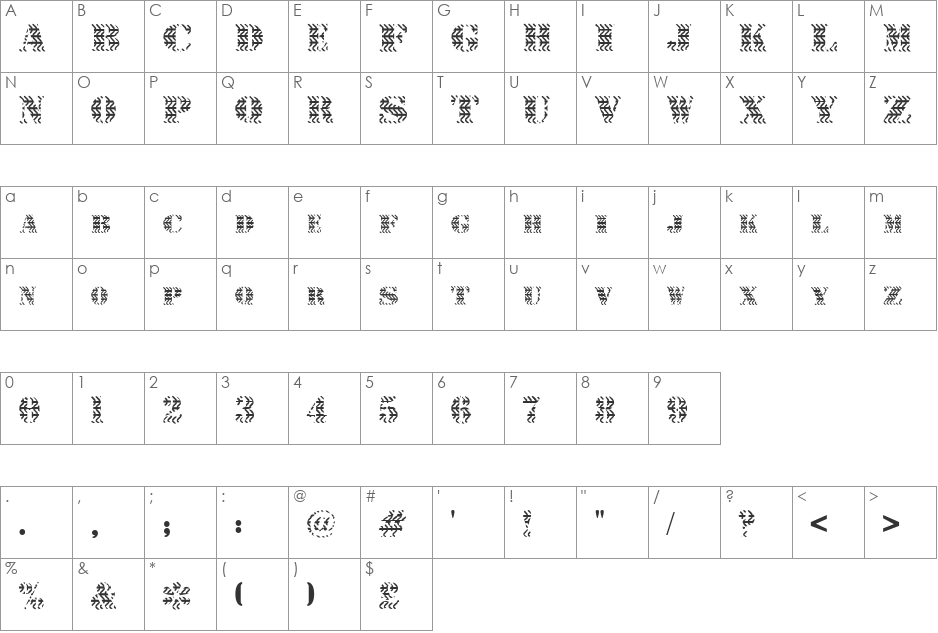 Slabber font character map preview