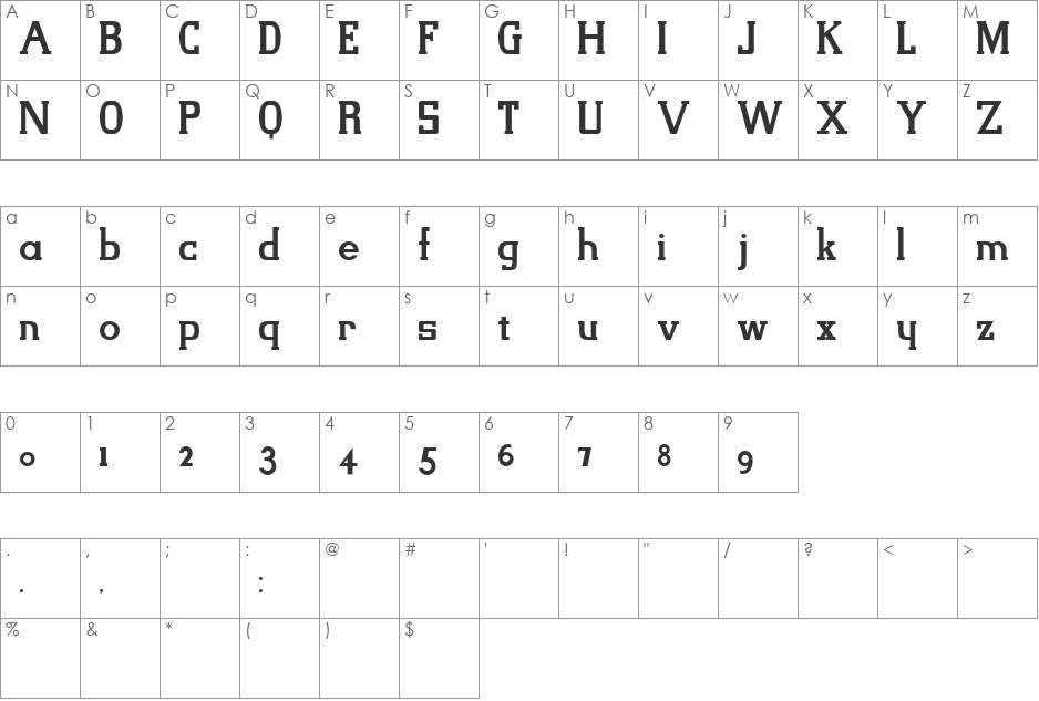 SlabFourRounded font character map preview