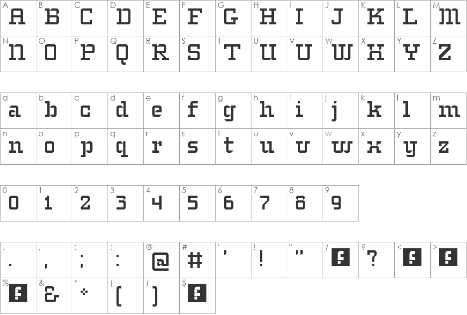 SlabStruct Too font character map preview