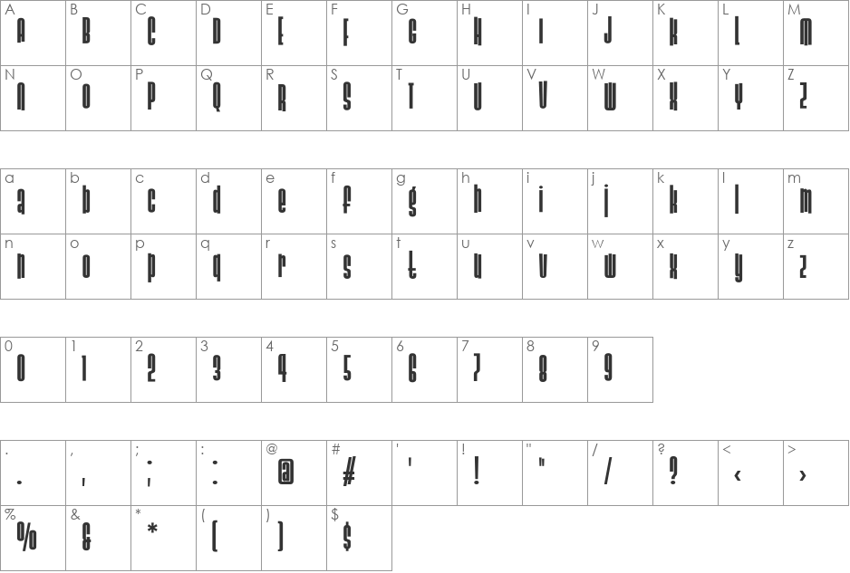 SlackCasual font character map preview