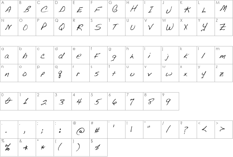Slater font character map preview