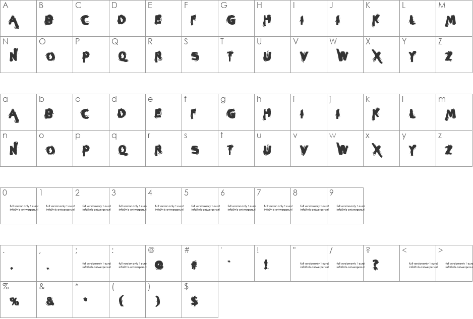 sleeperzzzz font character map preview