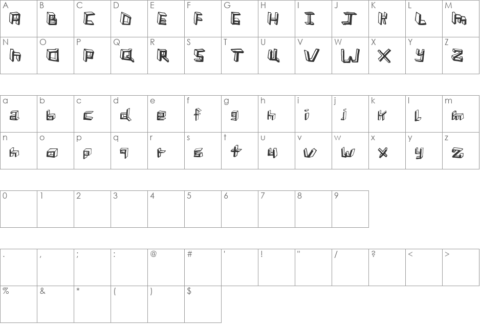 sleeping in lecture font character map preview