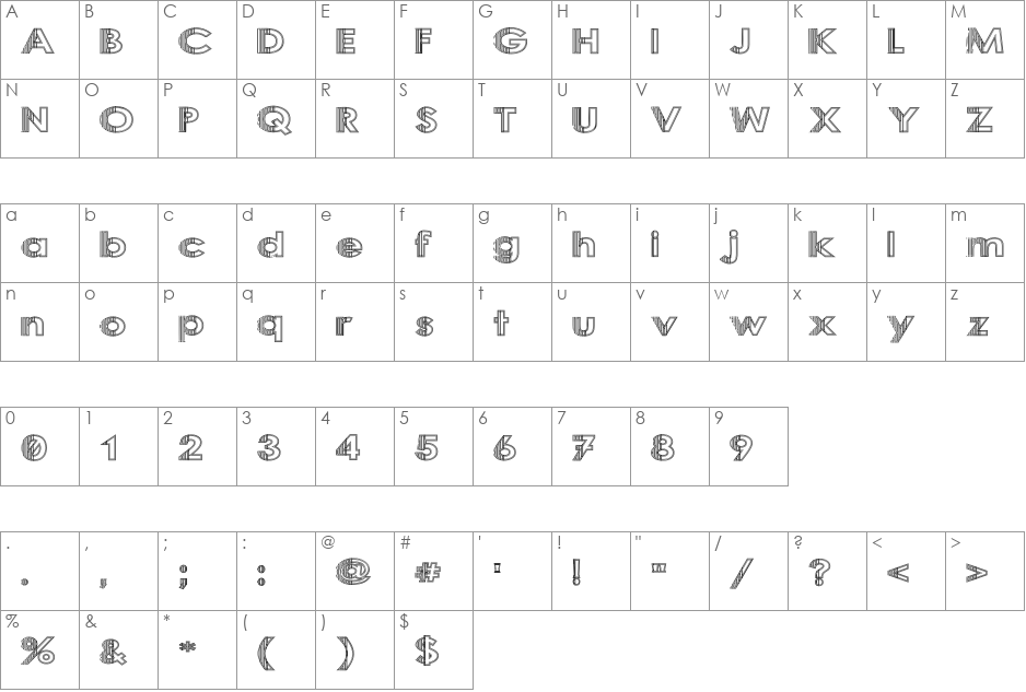 Sliced Iron font character map preview